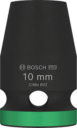 Soquete de impacto Bosch PRO 1/2" 10 mm com anel verde.